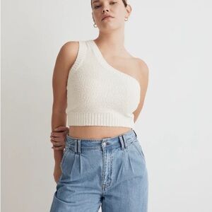 NWT Madewell Cream One-Shoulder Sweater Tank Top